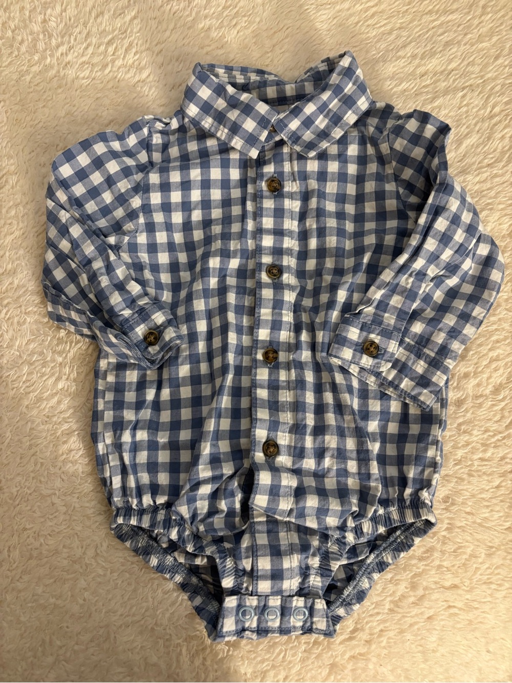 Carter's Blue and White Gingham Button-Up Shirt